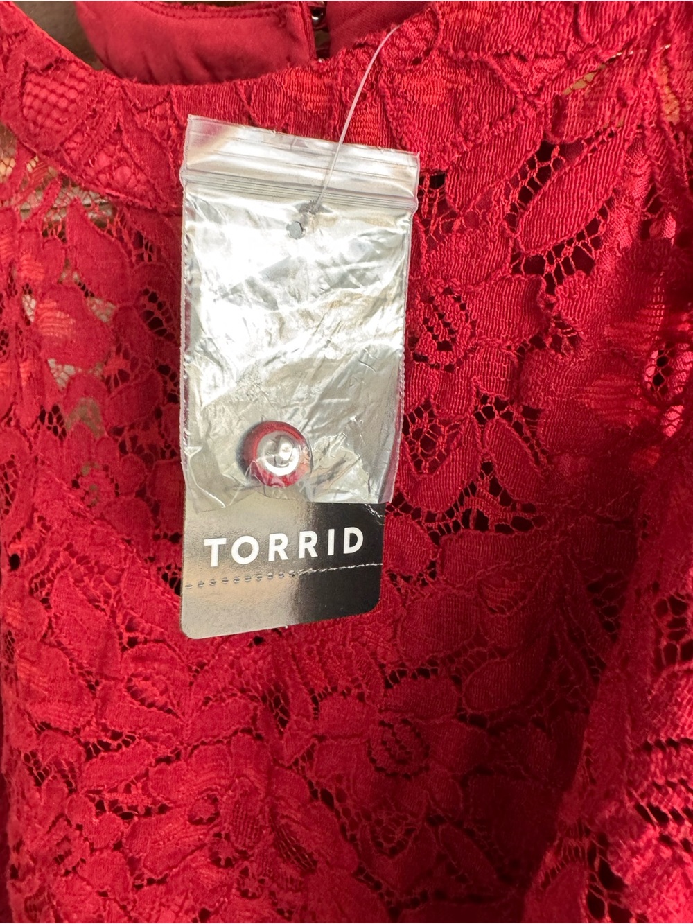 Torrid red all over lace high neck peplum top new with tags 3X - Picture 4 of 11